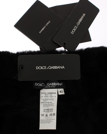 Dolce & Gabbana Silver Sequined Floral Weasel Fur Shoulder Scarf Wrap