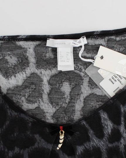 Cavalli Gray Leopard Modal T-Shirt Blouse Top