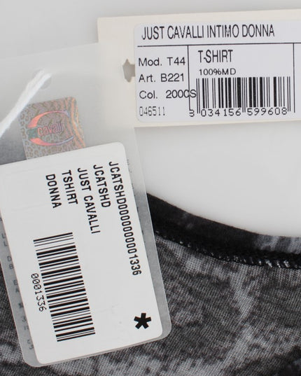 Cavalli Gray Leopard Modal T-Shirt Blouse Top