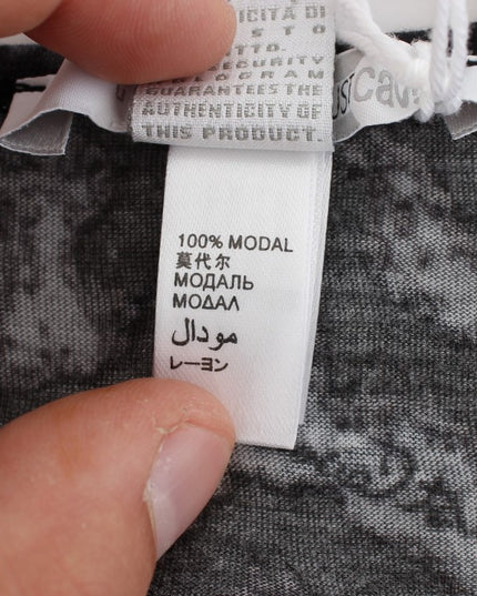 Cavalli Gray Leopard Modal T-Shirt Blouse Top