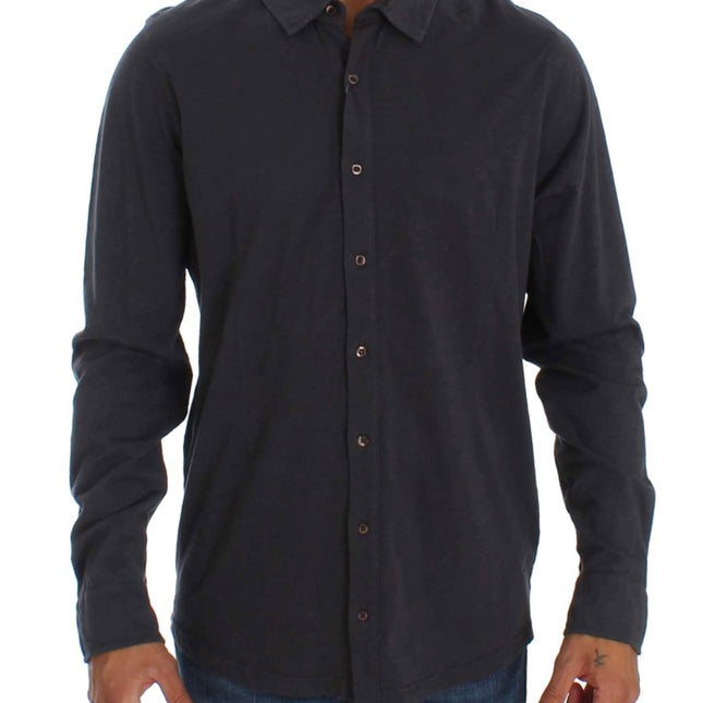 Alpha Massimo Rebecchi Gray Cotton Button Down Casual Shirt