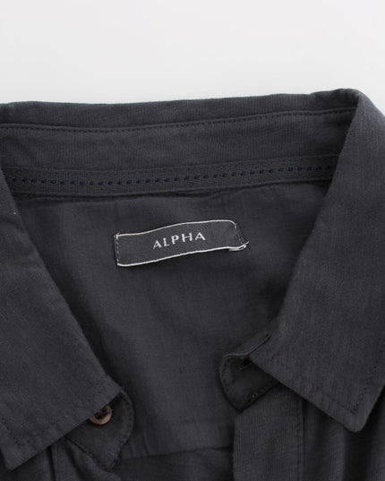 Alpha Massimo Rebecchi Gray Cotton Button Down Casual Shirt