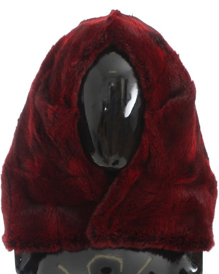 Dolce & Gabbana Bordeaux Hamster Fur Crochet Hood Scarf Hat