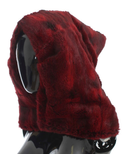 Dolce & Gabbana Bordeaux Hamster Fur Crochet Hood Scarf Hat