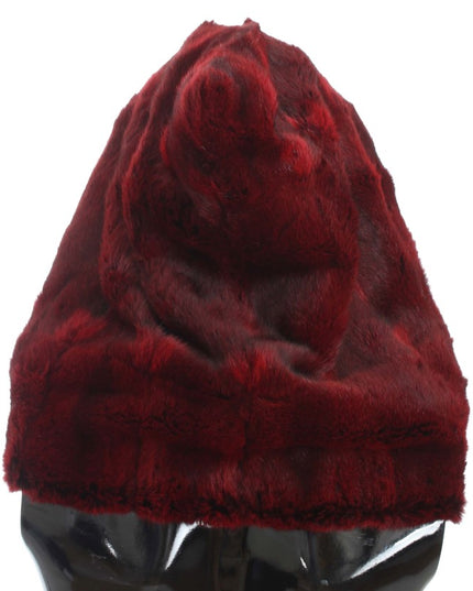 Dolce & Gabbana Bordeaux Hamster Fur Crochet Hood Scarf Hat