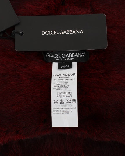 Dolce & Gabbana Bordeaux Hamster Fur Crochet Hood Scarf Hat