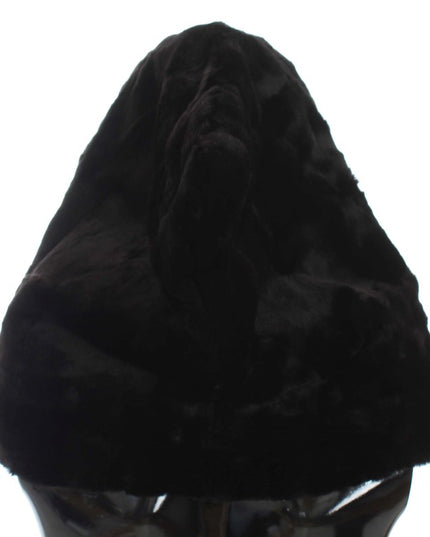 Dolce & Gabbana Black Weasel Fur Crochet Hood Scarf Hat