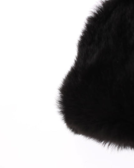Dolce & Gabbana Black Weasel Fur Crochet Hood Scarf Hat