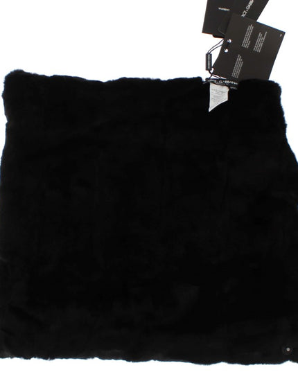Dolce & Gabbana Black Weasel Fur Crochet Hood Scarf Hat