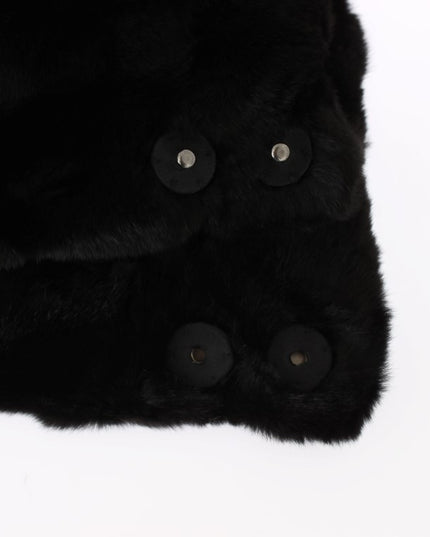 Dolce & Gabbana Black Weasel Fur Crochet Hood Scarf Hat