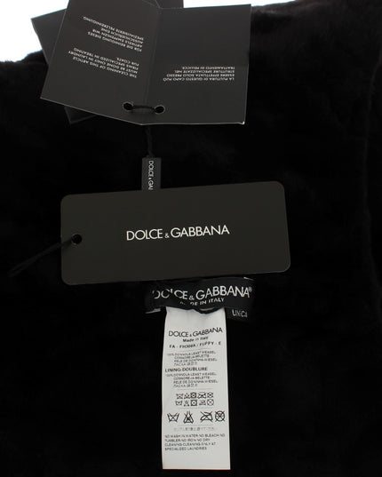 Dolce & Gabbana Black Weasel Fur Crochet Hood Scarf Hat
