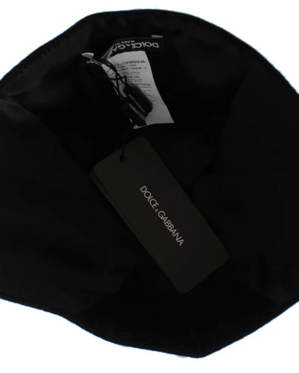Dolce & Gabbana Black Wool White Floral Gold Leaf Hat