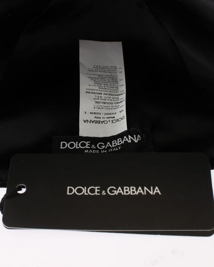 Dolce & Gabbana Black Wool White Floral Gold Leaf Hat