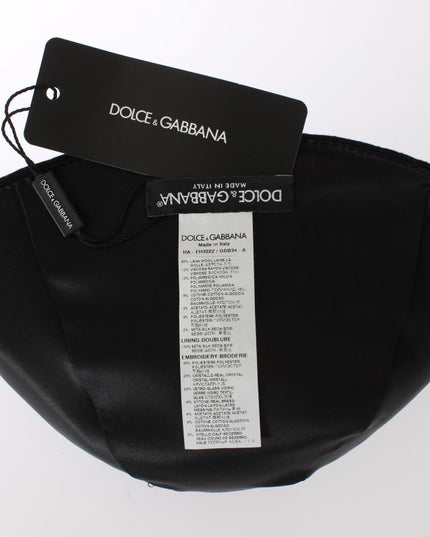 Dolce & Gabbana Black Crystal Gold Cherries Brooch Hat