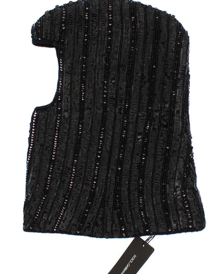 Dolce & Gabbana Black Knitted Sequin Hood Scarf Hat