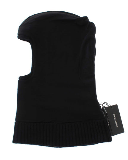 Dolce & Gabbana Black Knitted Sequin Hood Scarf Hat