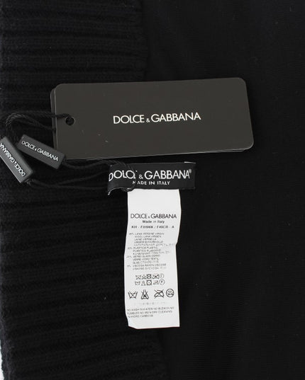 Dolce & Gabbana Black Knitted Sequin Hood Scarf Hat