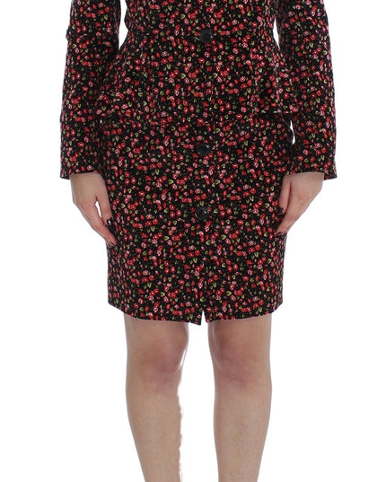 BENCIVENGA Black Multicolor Floral Suit