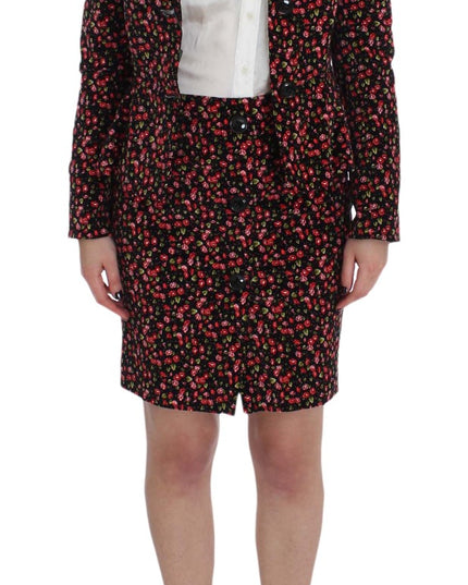BENCIVENGA Black Multicolor Floral Suit