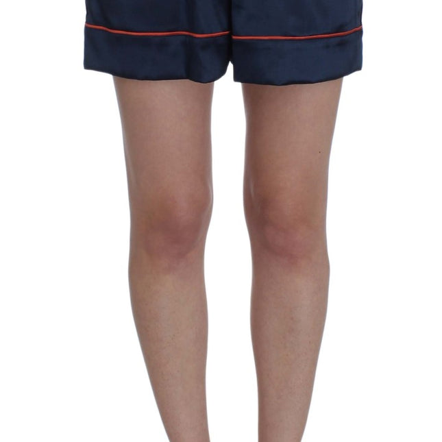 Dolce & Gabbana Blue Silk Stretch Sleepwear Shorts