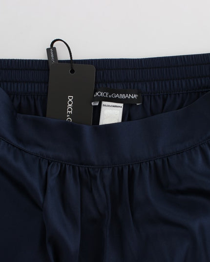 Dolce & Gabbana Blue Silk Stretch Sleepwear Shorts
