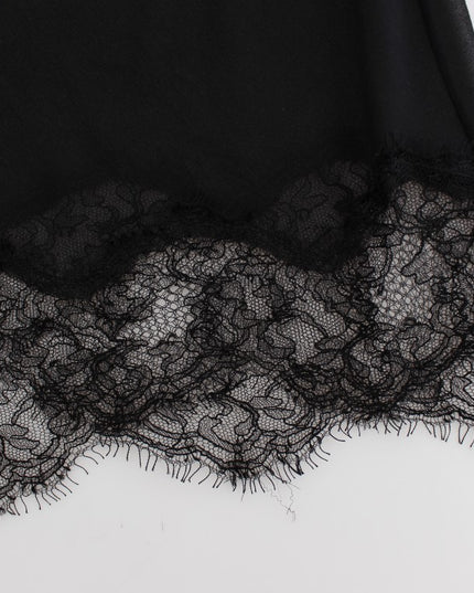 Dolce & Gabbana Black Silk Floral Lace Lingerie Top