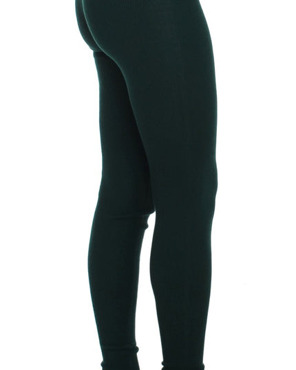Dolce & Gabbana Green Cashmere Stretch Tights Pants
