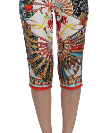 Dolce & Gabbana Multicolor Majolica Sicily Silk Pants