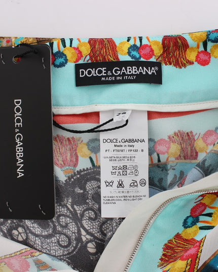 Dolce & Gabbana Multicolor Majolica Sicily Silk Pants