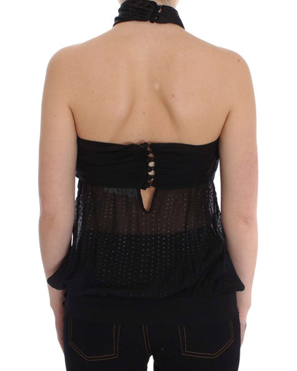 Exte Black Neck Wrap Top Blouse