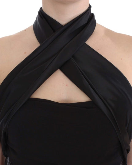 Exte Black Neck Wrap Top Blouse