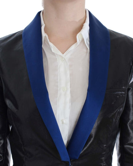 Exte Black Blue Two Piece Suit Skirt & Blazer