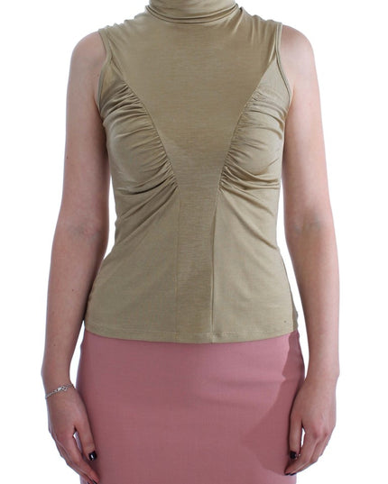 Exte Gold Nylon Turtleneck Top Blouse