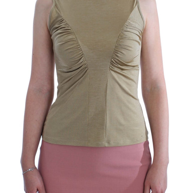 Exte Gold Nylon Turtleneck Top Blouse