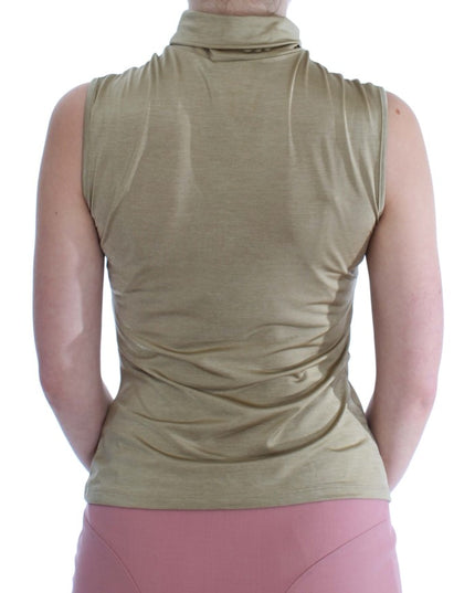 Exte Gold Nylon Turtleneck Top Blouse