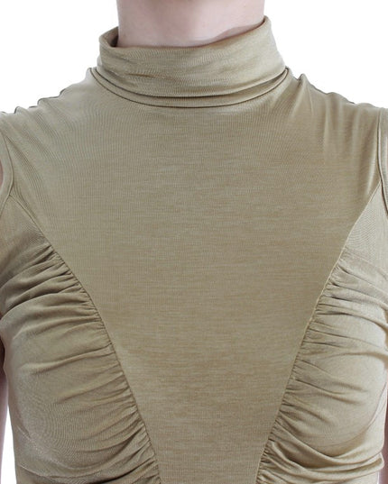 Exte Gold Nylon Turtleneck Top Blouse