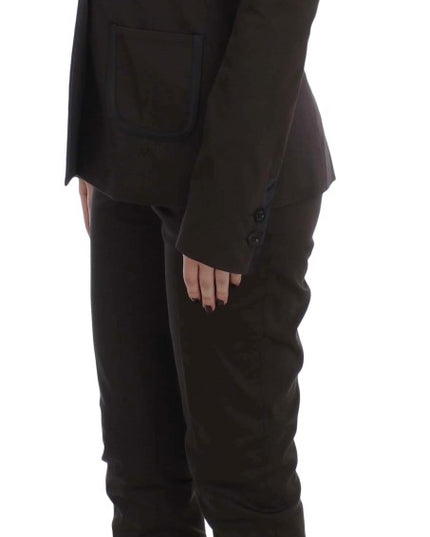 Exte Brown Stretch Two Button Suit