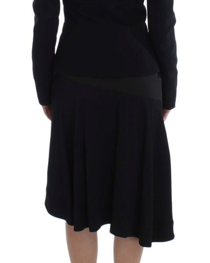 Exte Black Blue Two Piece Suit Skirt & Blazer