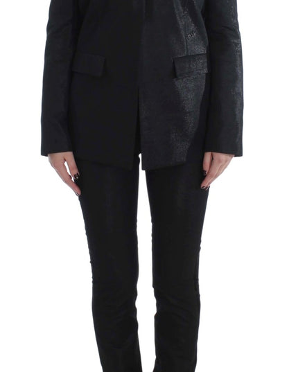 Exte Black One Button Three Piece Suit