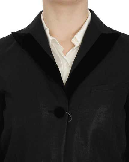 Exte Black One Button Three Piece Suit