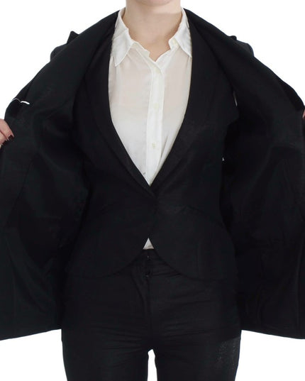 Exte Black One Button Three Piece Suit