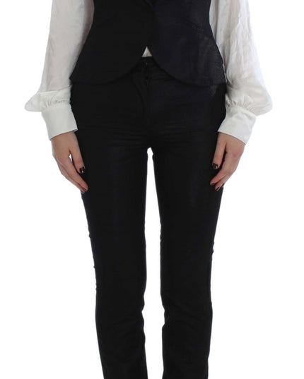 Exte Black One Button Three Piece Suit