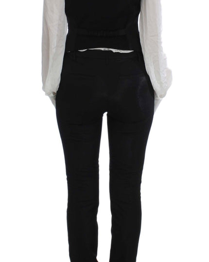 Exte Black One Button Three Piece Suit