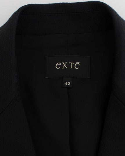 Exte Black Cotton Stretch Gold Studded Blazer Jacket