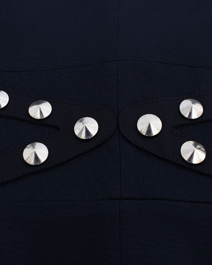 Exte Black Cotton Stretch Gold Studded Blazer Jacket