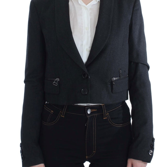 Exte Gray Stretch Gold Studded Short Jacket