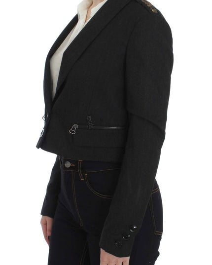 Exte Gray Stretch Gold Studded Short Jacket