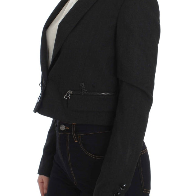 Exte Gray Stretch Gold Studded Short Jacket