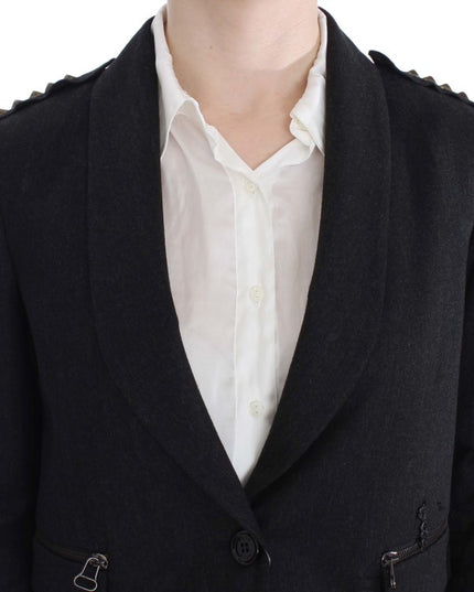 Exte Gray Stretch Gold Studded Short Jacket