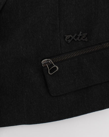 Exte Gray Stretch Gold Studded Short Jacket